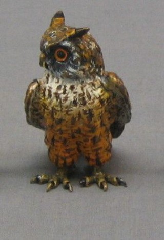 An Austrian cold painted bronze figure of an owl 3"