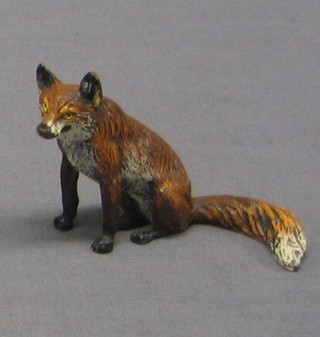 An Austrian painted bronze figure of a seated fox 3"