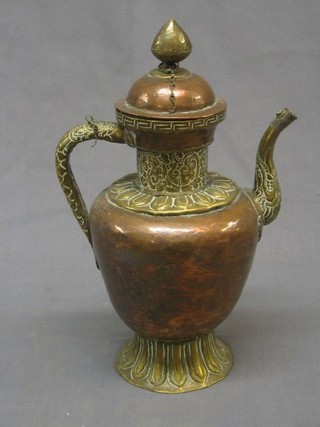 A 20th Century Tibetan copper and brass coffee pot 14"