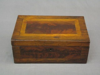 A 19th Century rectangular figured mahogany and crossbanded trinket box with hinged lid 13"