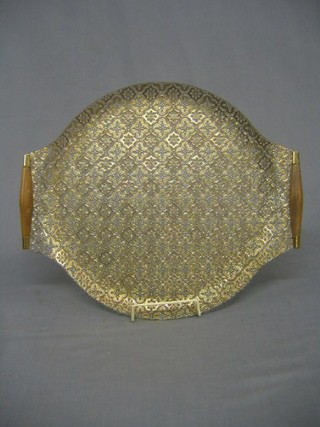 A pressed glass twin handled tray 16"