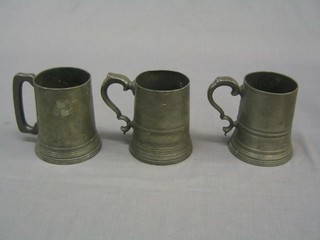 2  19th Century glass bottomed pewter tankards and 1 other