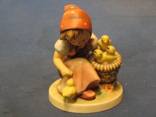 A Goebal figure Chicken Girl, base with V mark, 4"