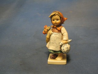 A Goebal  figure of a girl with basket, bundle and 1 slipper, base with V mark 6"