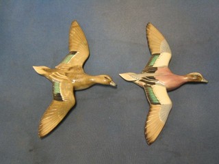 A Sandbank pottery figure of a flying Widgeon (wing f and r) and a Sandbank figure of a Baldpat Drake