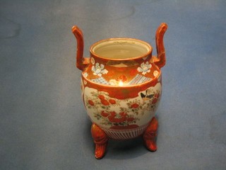 A 19th Century Kutani porcelain twin handled jar (handles f and r, cover missing) 8"