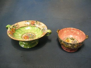 A Malingware posy rose pattern twin handled pedestal bowl, base marked 1957 6 1/2" and a circular Malingware Rosina pattern bowl