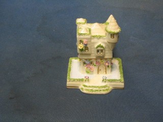 A reproduction Coalport porcelain pastel burner in the form of Jyrolean Castle 3"
