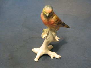 A 20th Century Continental porcelain figure of a seated bird, base marked ENS 7"
