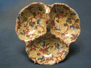 A Malingware floral patterned 3 section hors d'eouvres dish