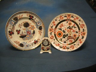 A 20th Century Masons ironstone Mandalay pattern clock case and a Franklyn pattern plate, an Oriental pattern plate, an Imperial pattern plate and a double landscape pattern plate