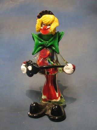 A Murano glass figure of a clown 12"
