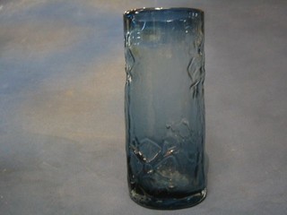 A Wedgwood blue frosted glass vase 10"