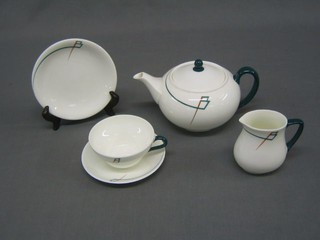 A 24 piece Wedgwood patterned tea service for the Berkeley Hotel London, comprising teapot, sugar bowl, cream jug, 11 side plates 6", 10 cups, 9 saucers