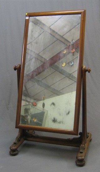 A William IV rectangular plate cheval mirror contained in a mahogany swing frame 48" x 27"