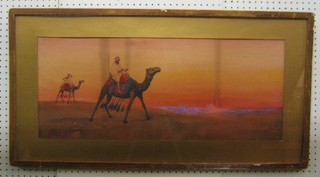 Giovanni Barbaro, watercolour "Desert Scene with Nomad and Mosques in the Distance" 12" x 29" (some light damage)