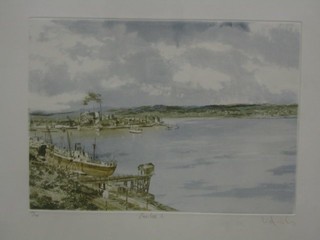 A Continental limited edition coloured print "Harbour with Merchant Ships"  7" x 11"