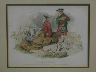 After Landseer, a coloured print "The Death of a Stag", the reverse with O'Shea Gallery label, 120a Mount Street, Mayfair 9" x 11 1/2"