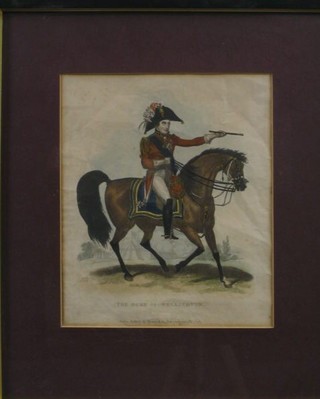 A pair of 18th Century coloured prints by Thomas Kelly "The Duke of Wellington and Marshall Blucher" 10" x 8"