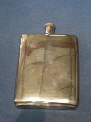 A modern silver hip flask 7 ozs