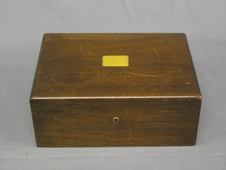 A 19th/20th Century Cedar humidor with hinged lid and brass plaque to the centre 12"