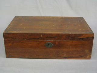 A Victorian rectangular rosewood writing slope with hinged lid 16" (requires some attention)