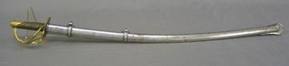 A reproduction 19th Century sabre with 35" single edged blade and metal scabbard