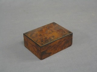 A walnut cigarette box with hinged lid 5"