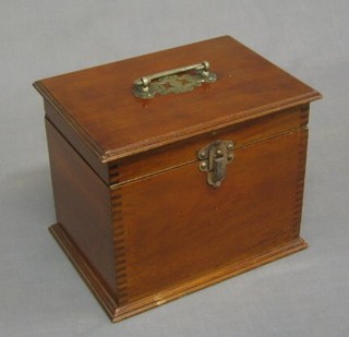 A 19th Century mahogany box with hinged lid and a small collection of Masonic regalia
