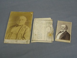 A ticket to the funeral of Gladstone and 2 black and white photographs of Gladstone