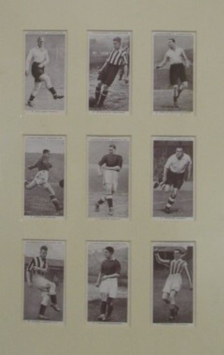 A set of 9 Churchman's Association Footballer's cigarette cards, mounted