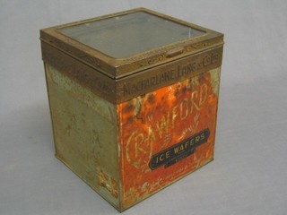 An old pressed metal Crawford's ice wafer tin
