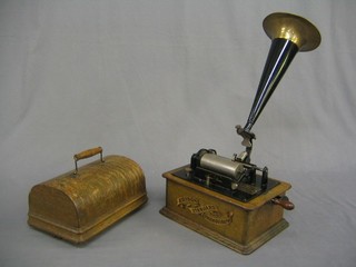 An Edison cylinder phonograph complete with horn