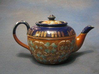 A Royal Doulton salt glazed teapot, the base marked Royal Doulton incised 3567
