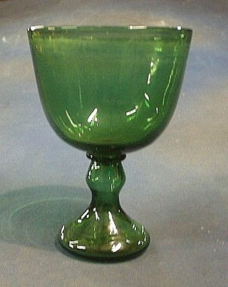 A 19th Century green glass goblet 8"