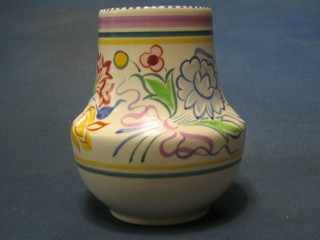 A circular baluster shaped Poole Pottery vase, base with rubber stamp mark E/BN 5"