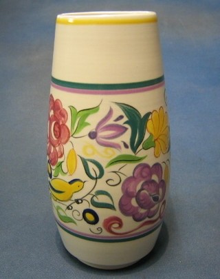A cylindrical Poole Pottery vase, base impressed Poole England 48 and incised CW 10"