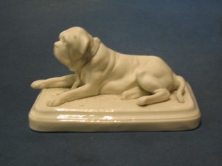 A 19th Century Parian figure of a seated chained mastiff 6"