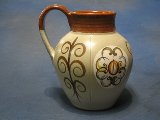 A Bourne Derby Glen College pottery jug 7"