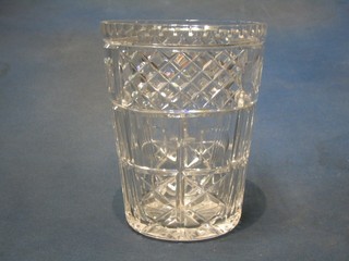 A circular cut glass wine cooler/vase 7"