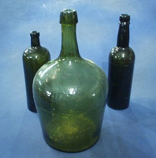 3 various antique wine bottles