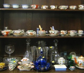 2 cut glass decanters, a 1950's 5 piece glass lemonade set, various items of Oriental egg shell porcelain and glassware