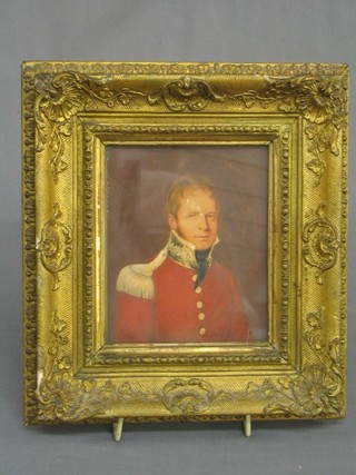 An enhanced coloured print of Peter Lewis Grant "Twelth Infantry" contained in a decorative gilt frame 6" x 5"