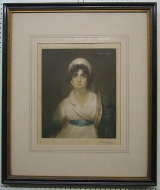 A 19th Century coloured print after Lawrence "Miss Siddons" 13" x 11" signed in the margin