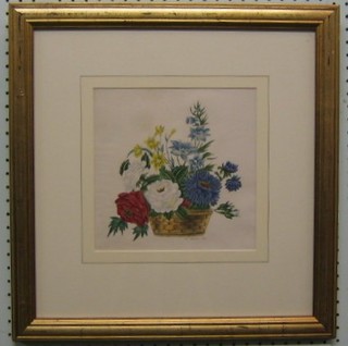 Ann Hansom, watercolour "Basket of Flowers" signed and dated 1814 9" x 9"