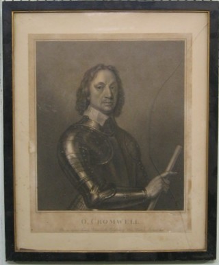 An 18th Century Bartolozzi monochrome print "Oliver Cromwell" after an original family picture in the possession of Hans Wintiop Mostimber 18" x 14"