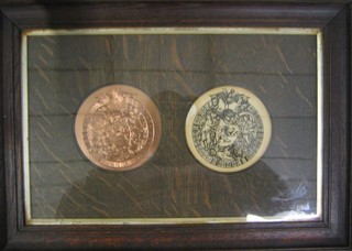 An engraved copper seal by George Maynard (head of engravers at Garrards) together with a plate contained in an oak frame