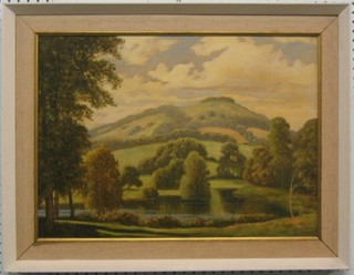 David Mead, oil painting on board "Wiston Pond?" 16" x 21"