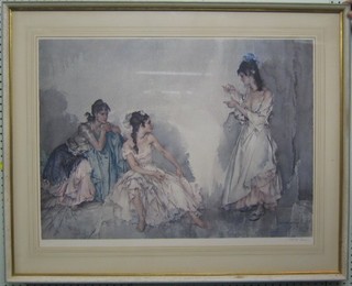 A signed limited edition Sir William Russell Flint print "The Pendant" signed in the margin with blind proof stamp 20" x 28"