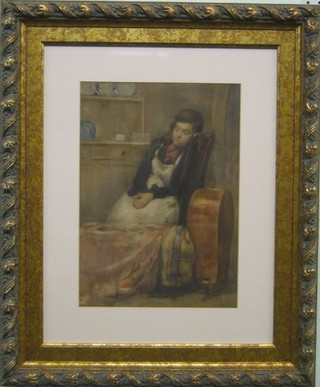 A 19th Century watercolour drawing "Nurse Maid - (Forty Winks)" 13" x 9"